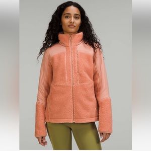 EUC Lululemon textured fleece zip up jacket - pink savannah
